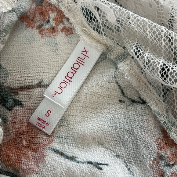 Xhilaration Floral Wrap Maxi Dress - Cream and Pink - Picture 3 of 3